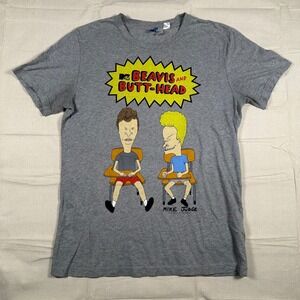 H&M Divided Beavis and Butt-Head MTV Graphic T-Shirt Gray Men's Medium